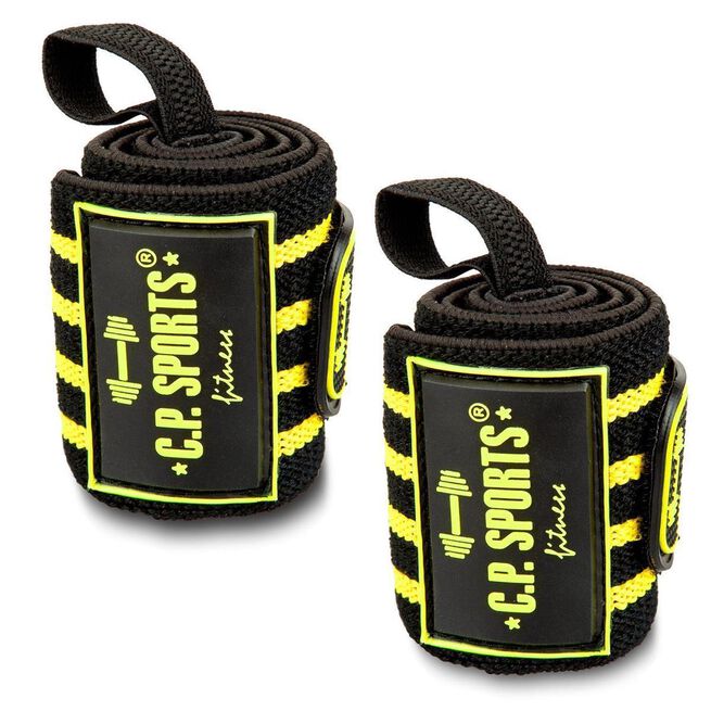 Strongman håndledsbind 50 cm Sort Gul