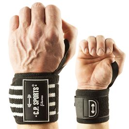 Strongman Wrist Wraps 50 cm, Black/White  Strongman håndledsbind 50 cm Sort Hvid