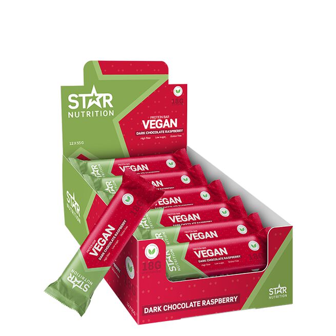 12 x Vegansk proteinbar 55 g Raspberry Chocolate