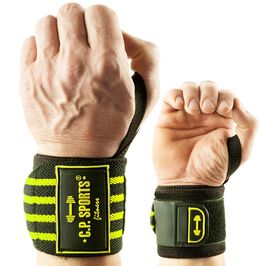 Strongman Wrist Wraps 50 cm, Black/Yellow  Strongman håndledsbind 50 cm Sort Gul