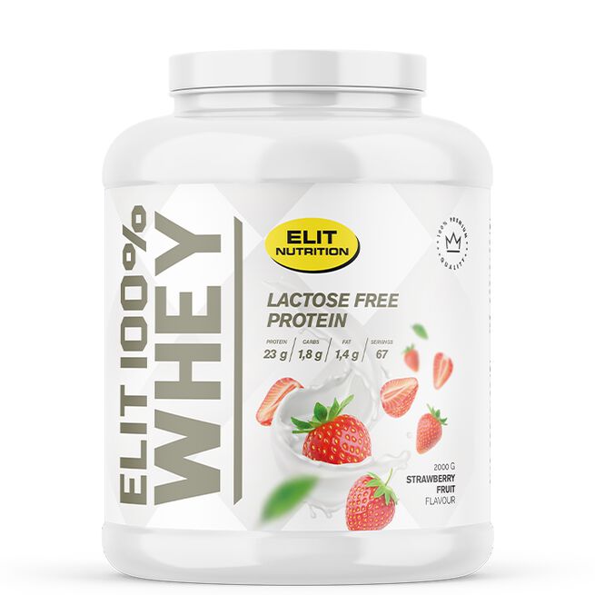 ELIT 100% Valle Laktosefrit Proteinpulver 2000 g Strawberry Fruit