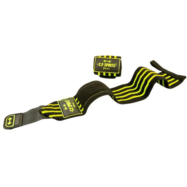 Strongman håndledsbind 50 cm Sort Gul