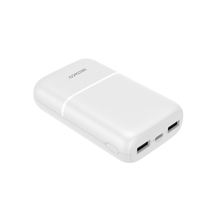 Power Bank 10000 mAh 2 x USB-A 1 x USB-C Hvid