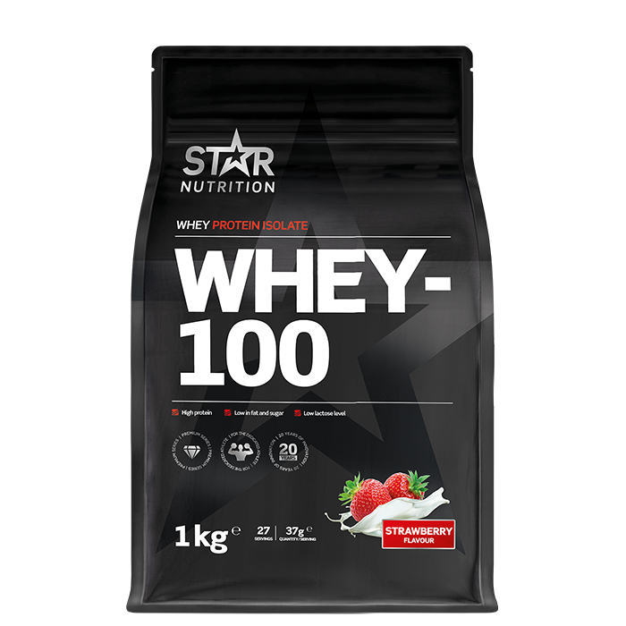 Whey-100 Valleprotein 1 kg jordgubb