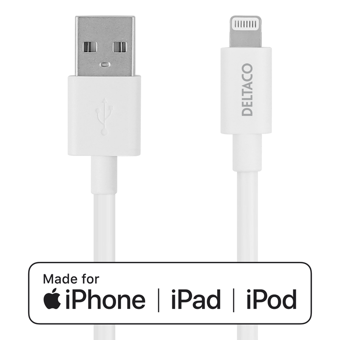 USB-A til Lightning Ladekabel 1 m Hvid