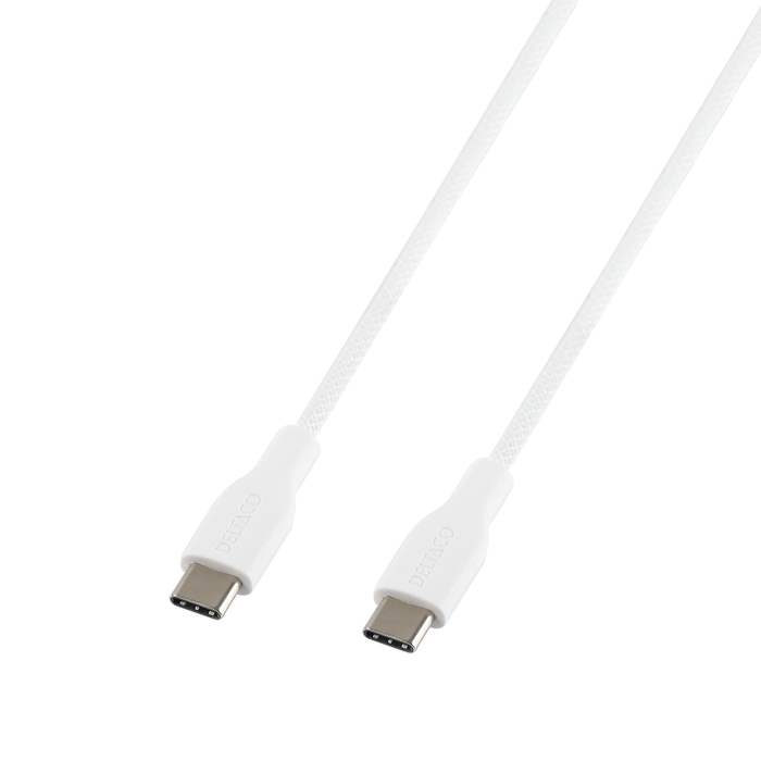 USB-C til USB-C Ladekabel Flettet 60 W 1 m Hvid