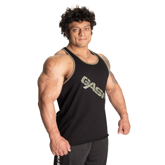 Vintage T-Back Tanktop Sort Gr&oslash;n