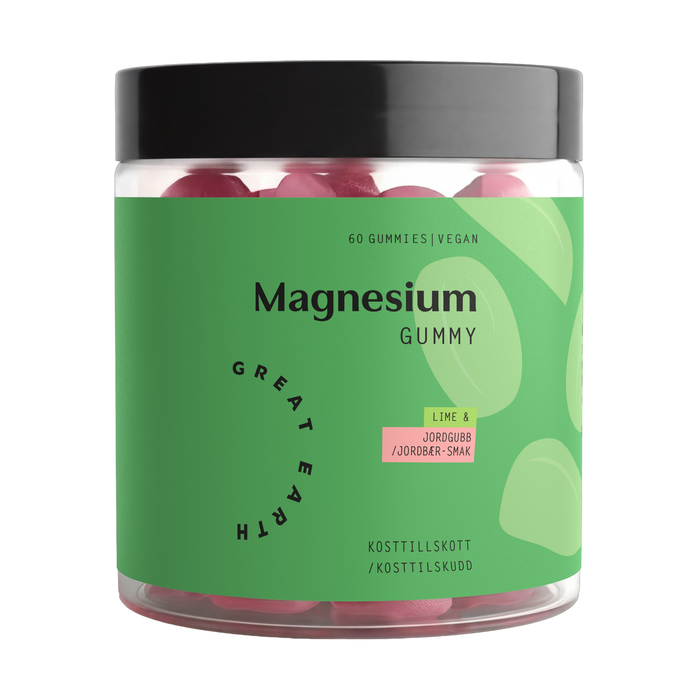 Magnesium Gummies Jordb&aelig;r Lime 60 stk Jordgubb & Lime