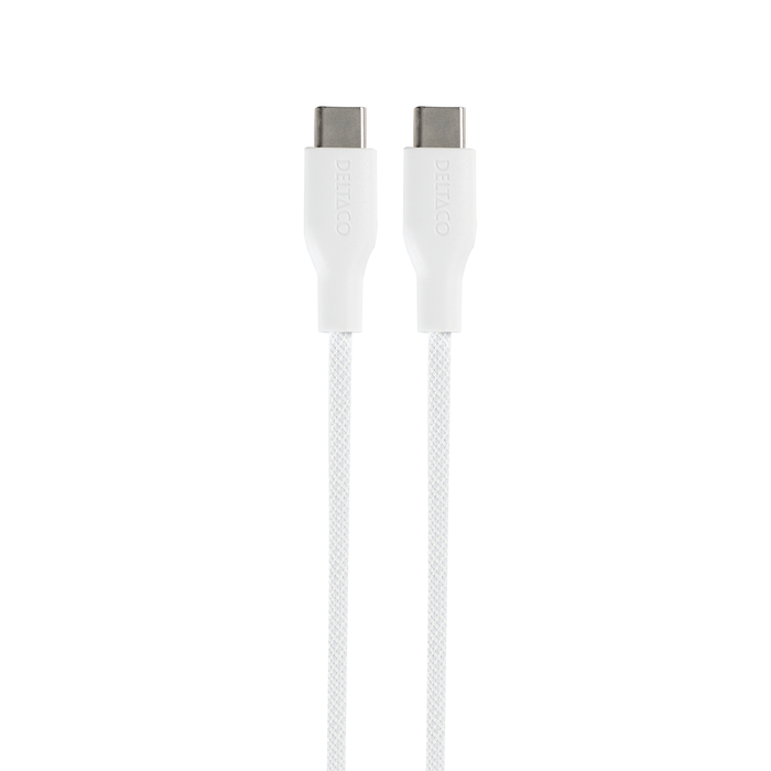 USB-C til USB-C Ladekabel Flettet 60 W 1 m Hvid